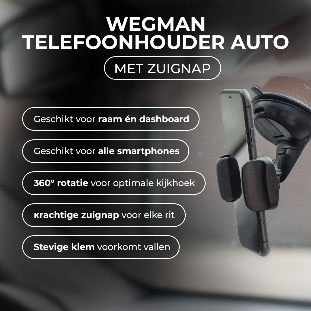 Telefoonhouder bevestigd op dashboard – veilig handsfree navigeren in de auto