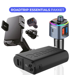 Wegman Roadtrip Essentials Pakket – telefoonhouder met draadloos laden, powerbank en FM transmitter